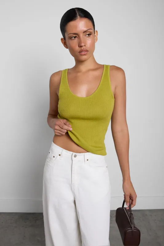 RIBBED SCOOP NECK TANK TOP made by OAK AND FORT
