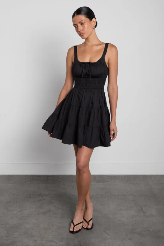 GATHERED COTTON POPLIN MINI DRESS made by OAK AND FORT