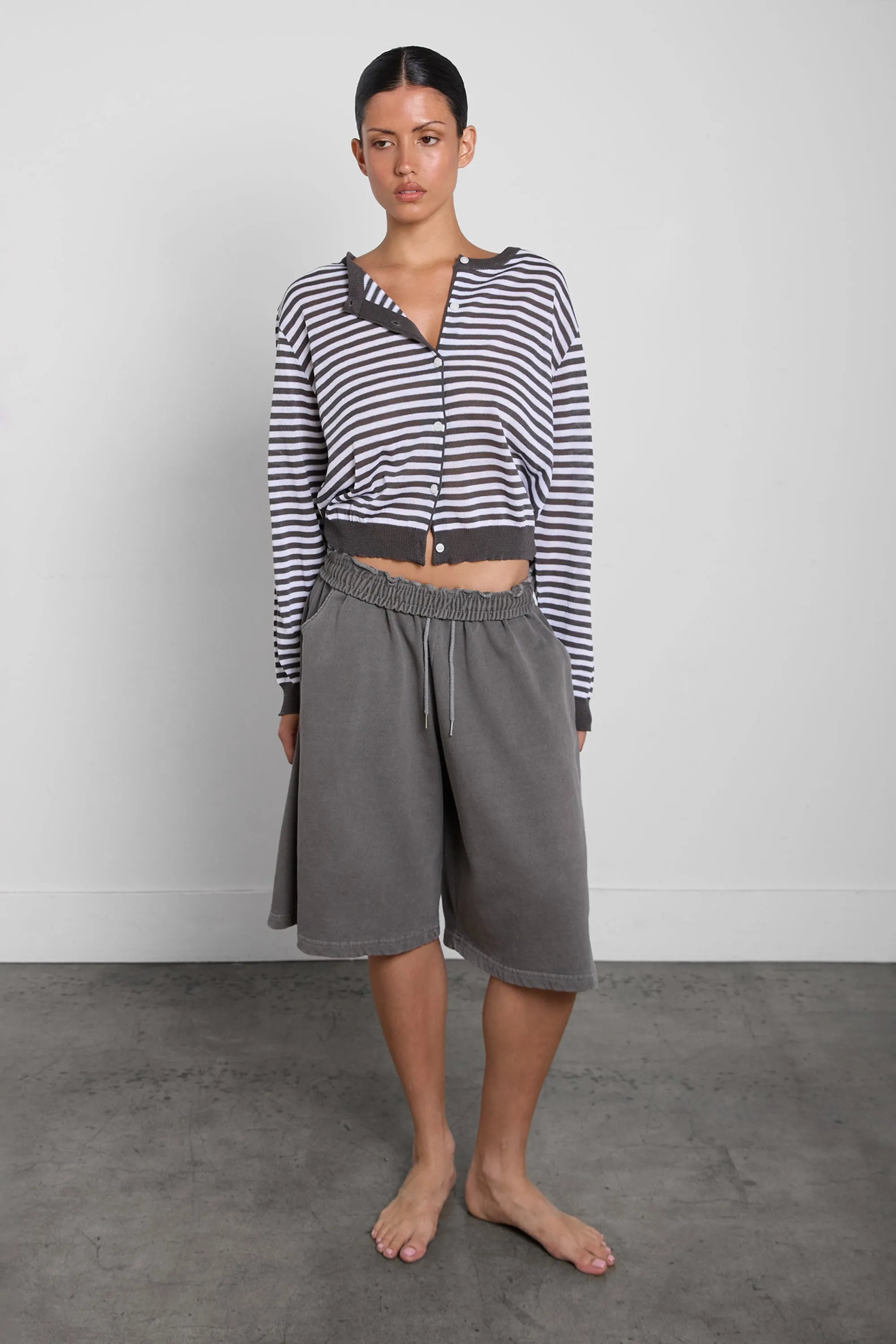 STRIPED ROUND NECK CARDIGAN sold by OAK AND FORT