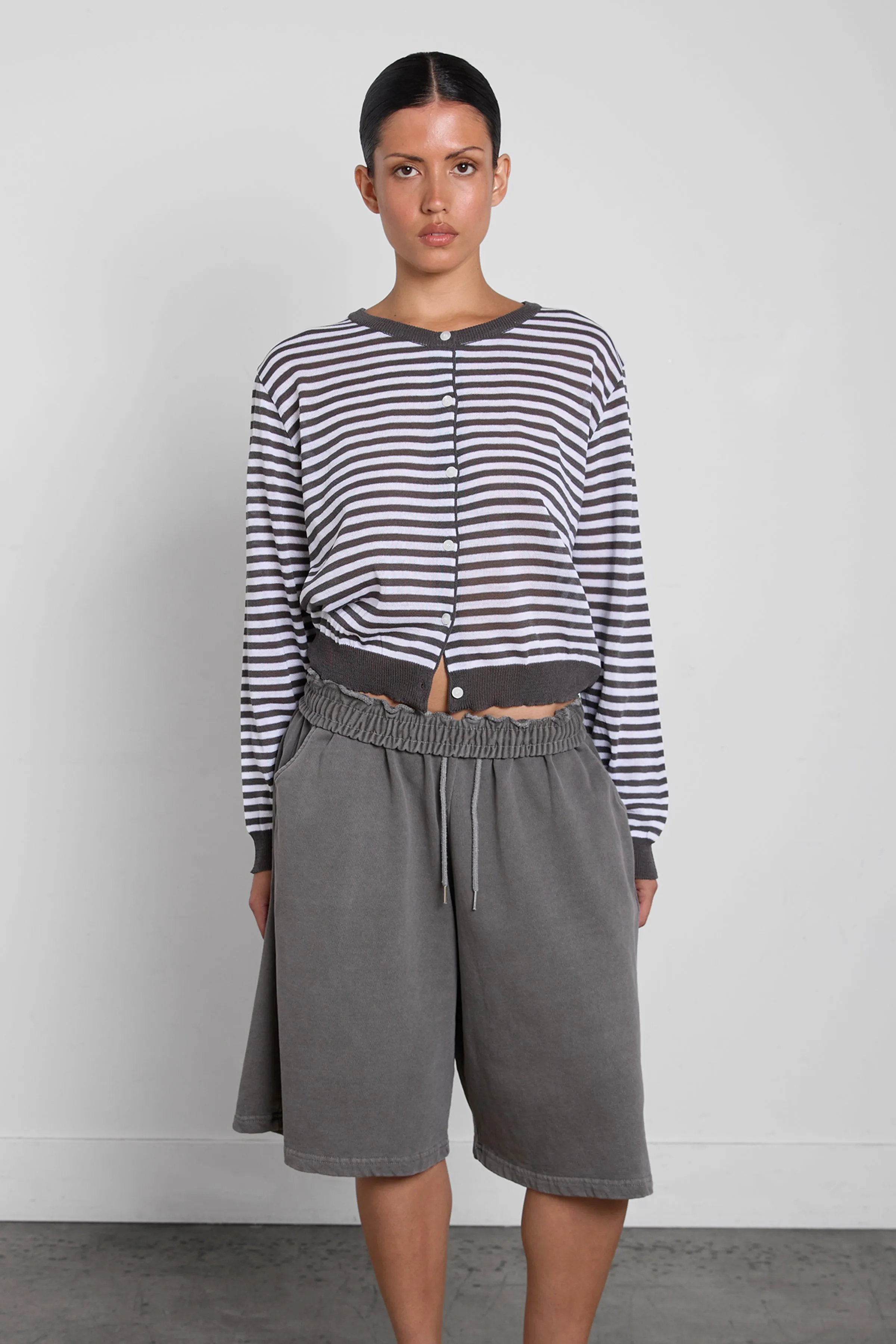 STRIPED ROUND NECK CARDIGAN sold by OAK AND FORT product image thumbnail 3