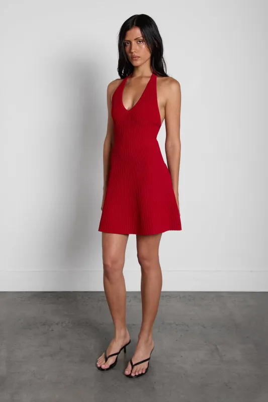 KNIT HALTER NECK MINI DRESS made by OAK AND FORT