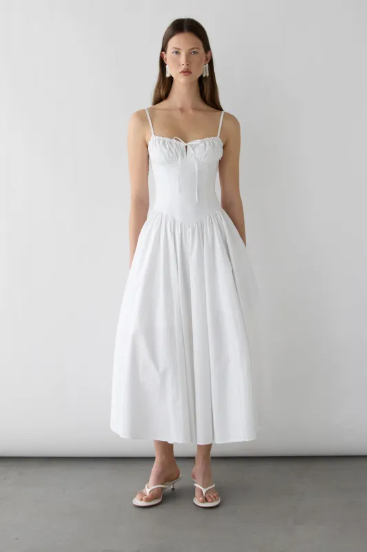 COTTON POPLIN CORSET MIDI DRESS made by OAK AND FORT