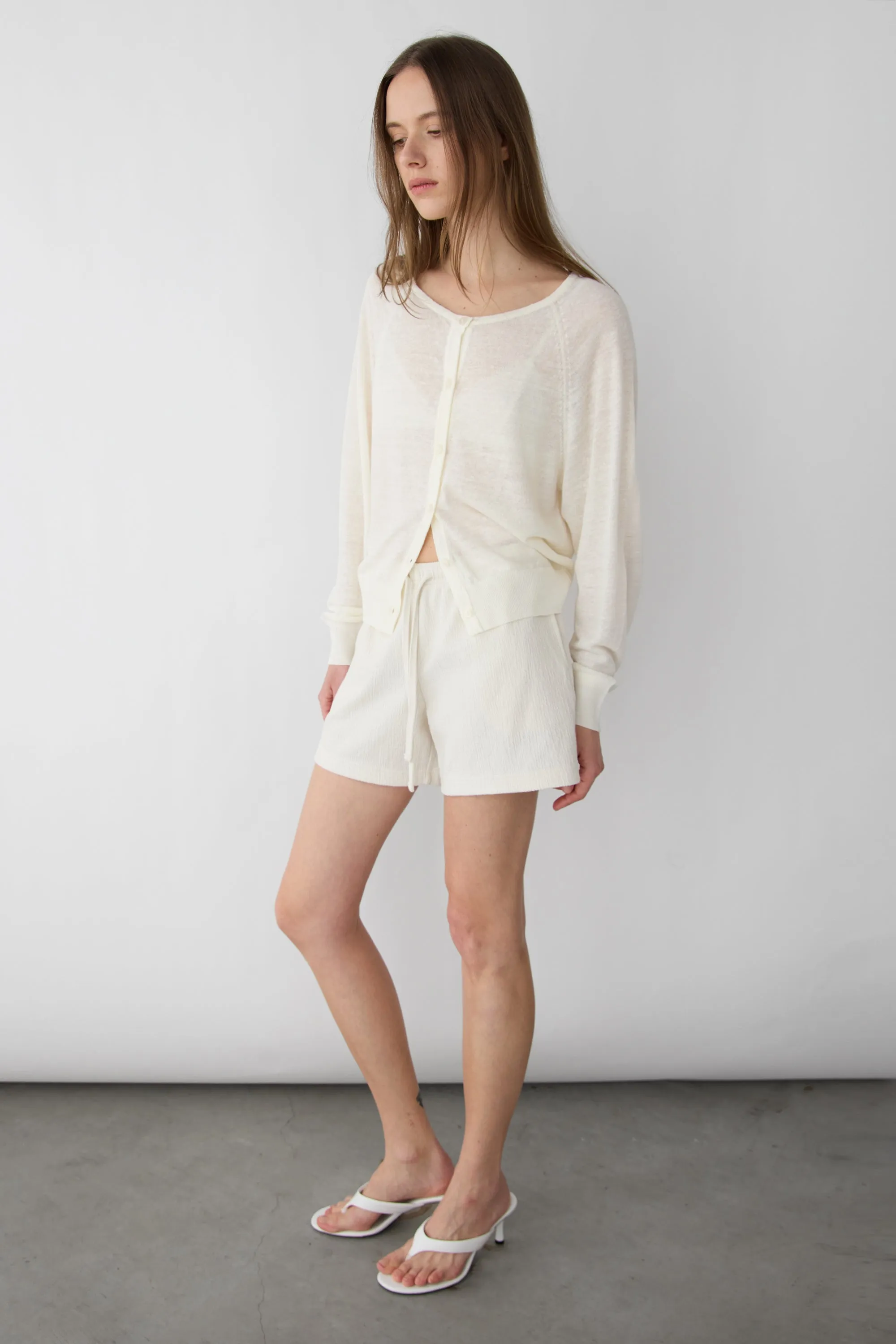 KNIT DRAWSTRING ELASTIC WAIST SHORT sold by OAK AND FORT product image thumbnail 3