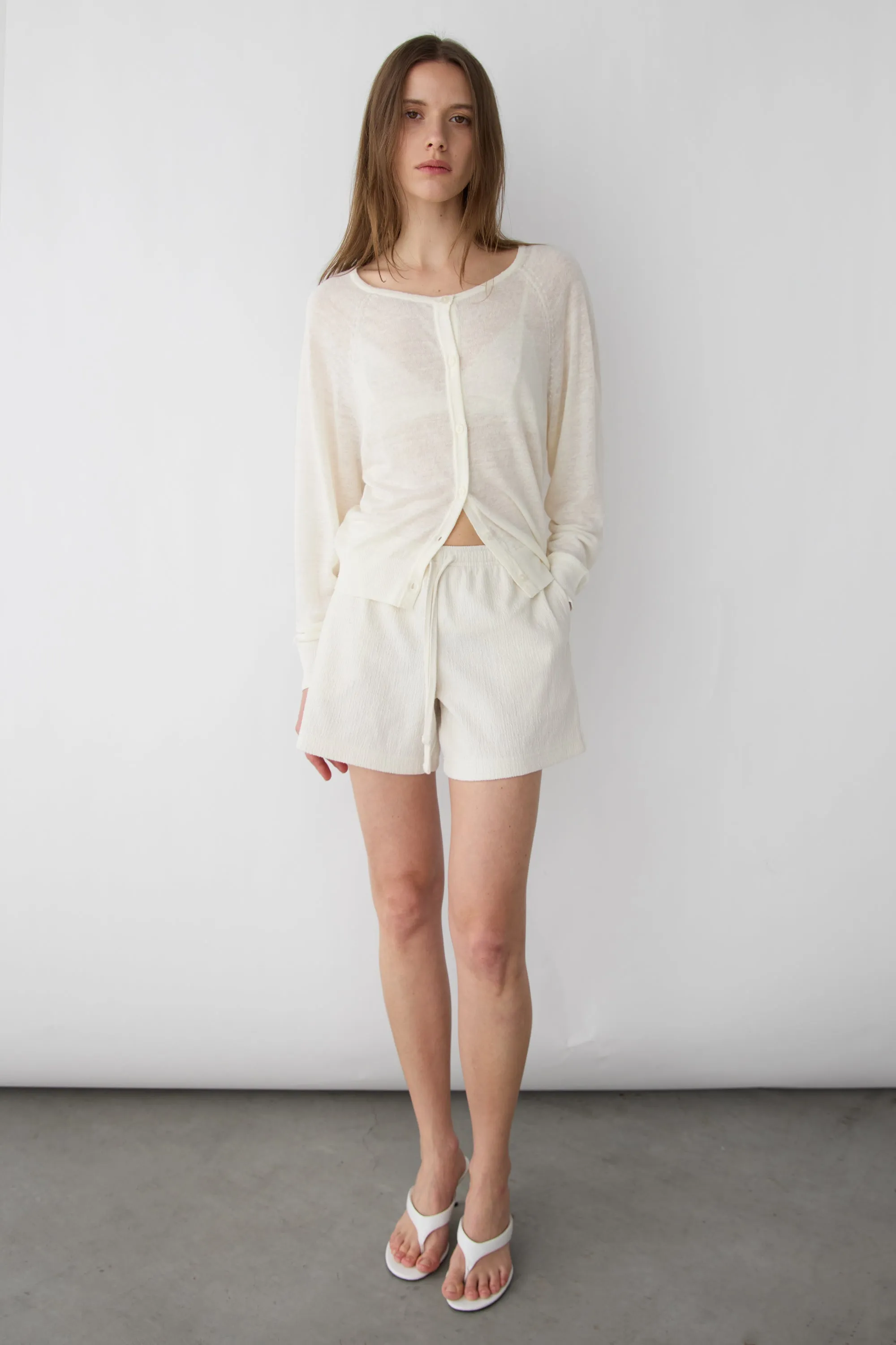 KNIT DRAWSTRING ELASTIC WAIST SHORT sold by OAK AND FORT product image thumbnail 2