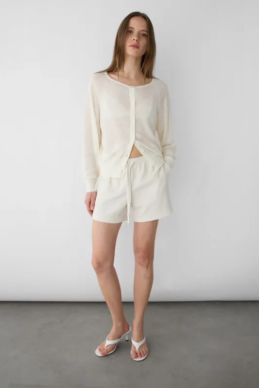 KNIT DRAWSTRING ELASTIC WAIST SHORT made by OAK AND FORT
