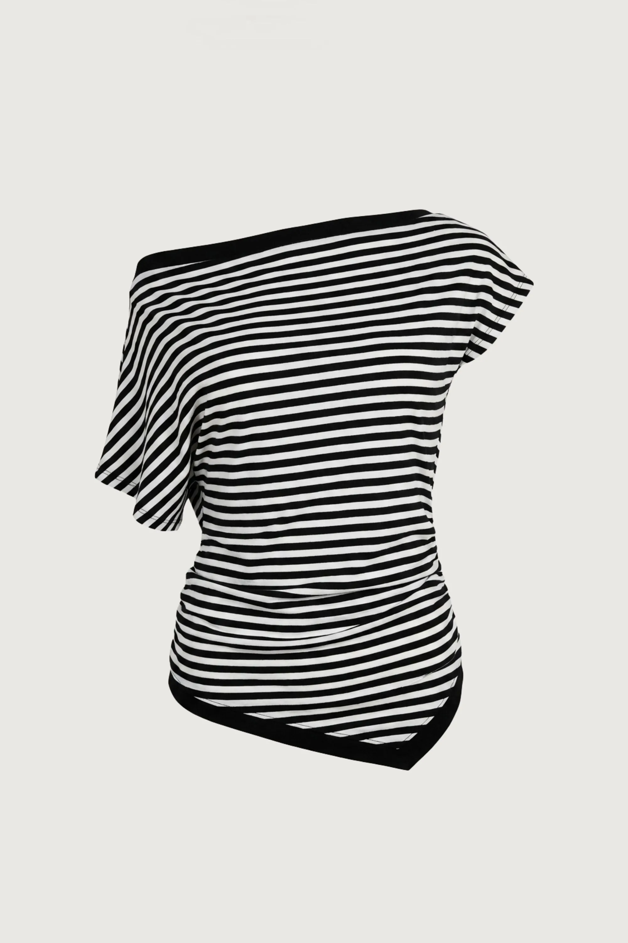 OFF SHOULDER ASYMMETRICAL STRIPE TOP sold by OAK AND FORT product image thumbnail 4