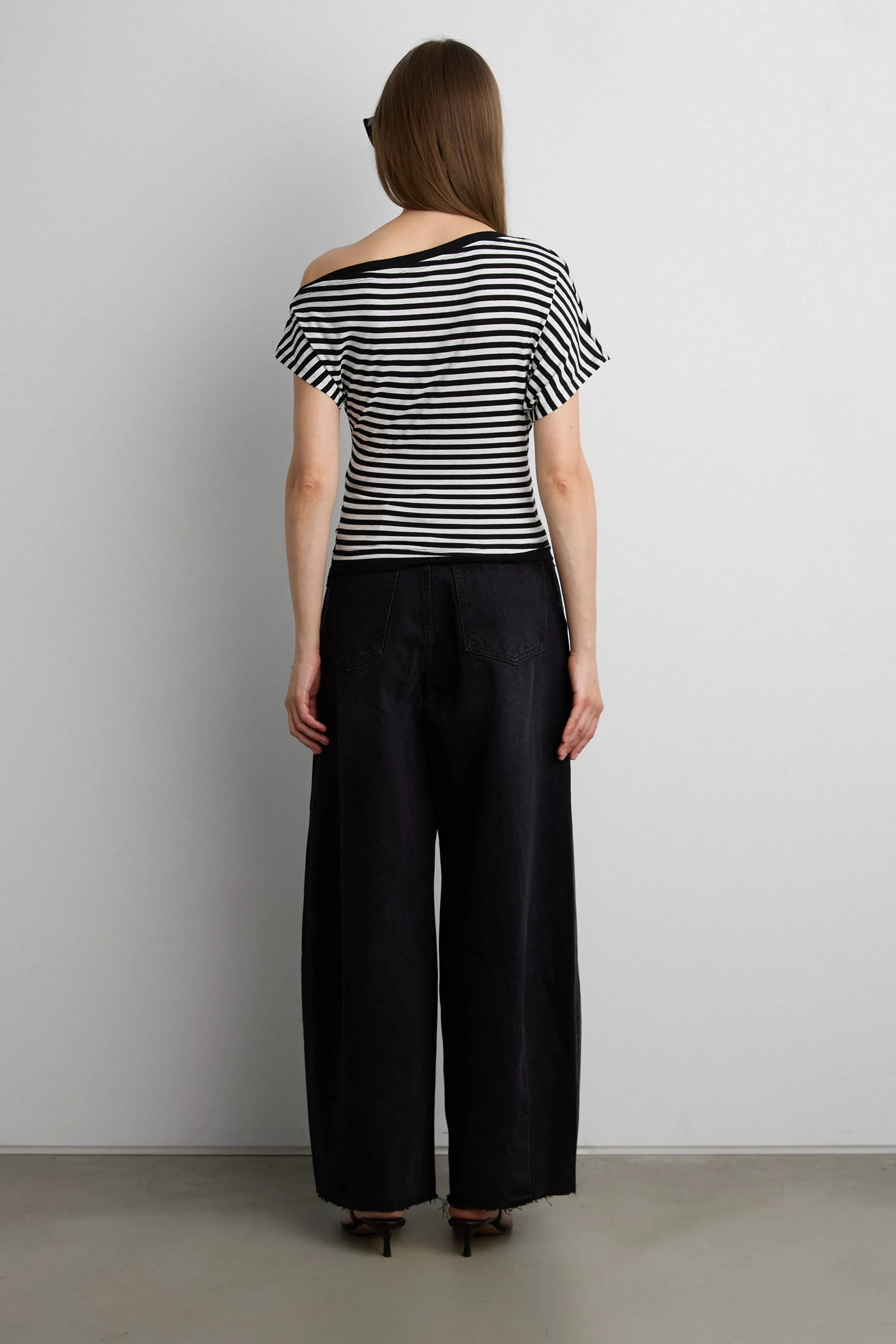 OFF SHOULDER ASYMMETRICAL STRIPE TOP sold by OAK AND FORT product image thumbnail 3