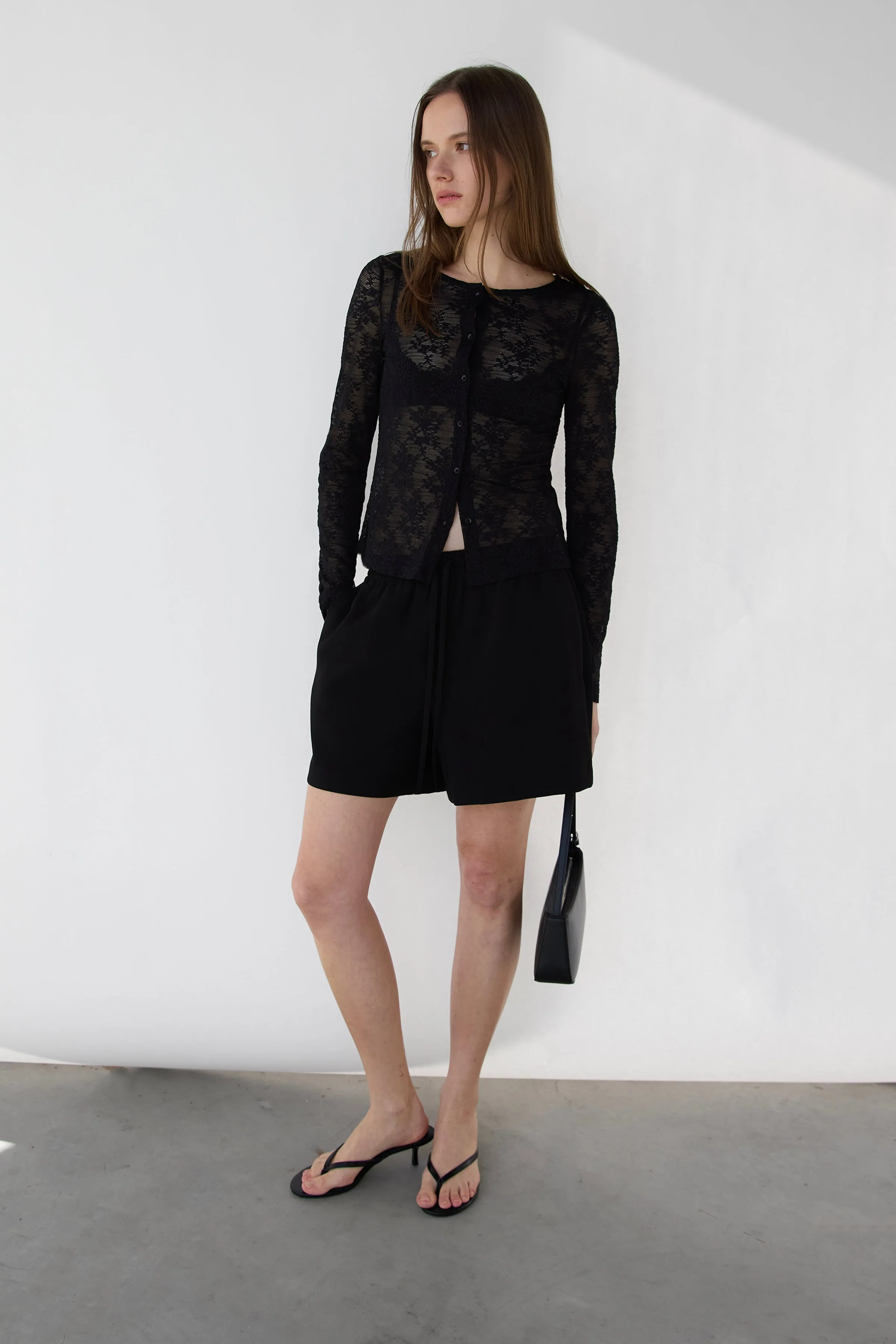 CREPE DRAWSTRING WAIST SHORT sold by OAK AND FORT product image thumbnail 3