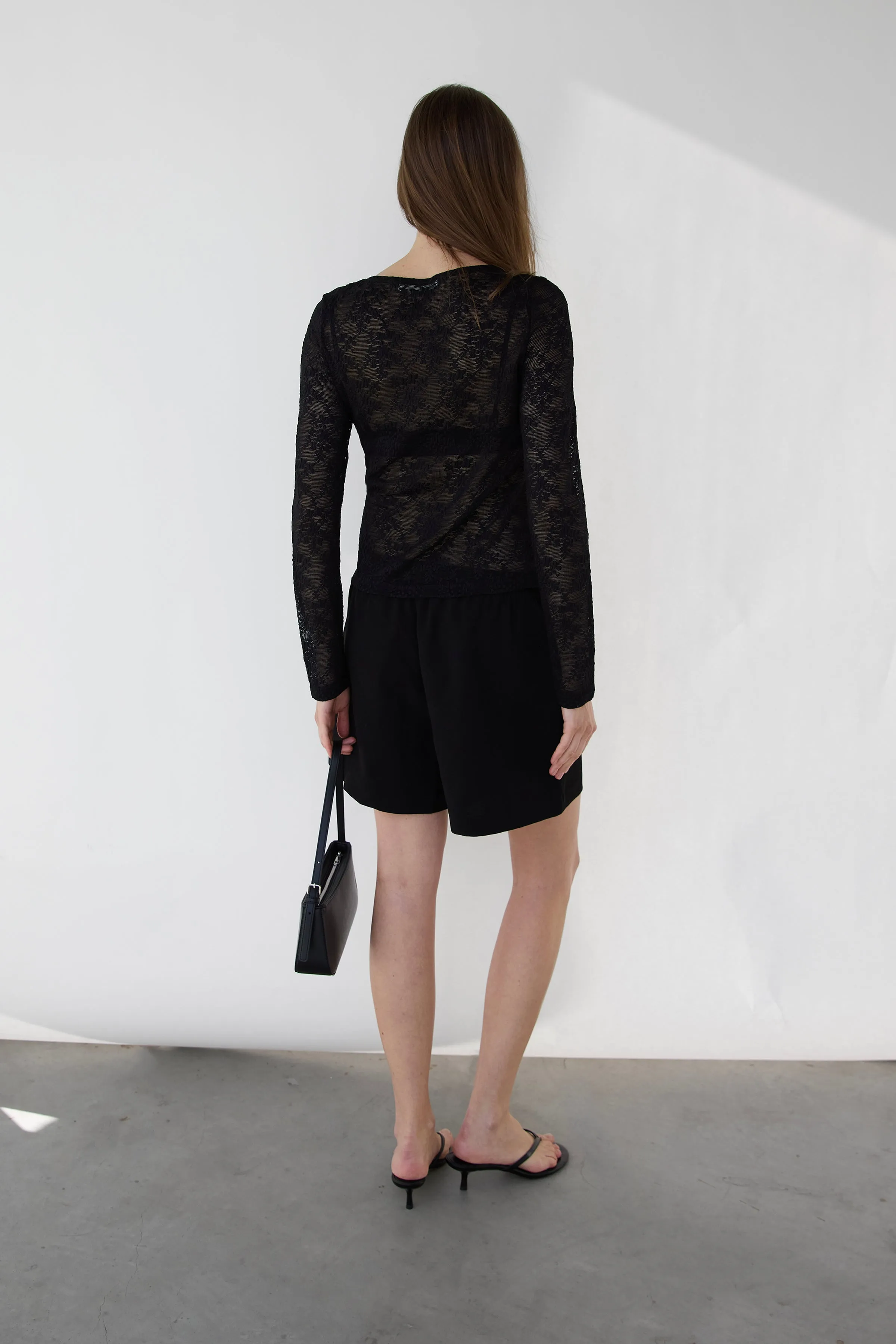 CREPE DRAWSTRING WAIST SHORT sold by OAK AND FORT product image thumbnail 4