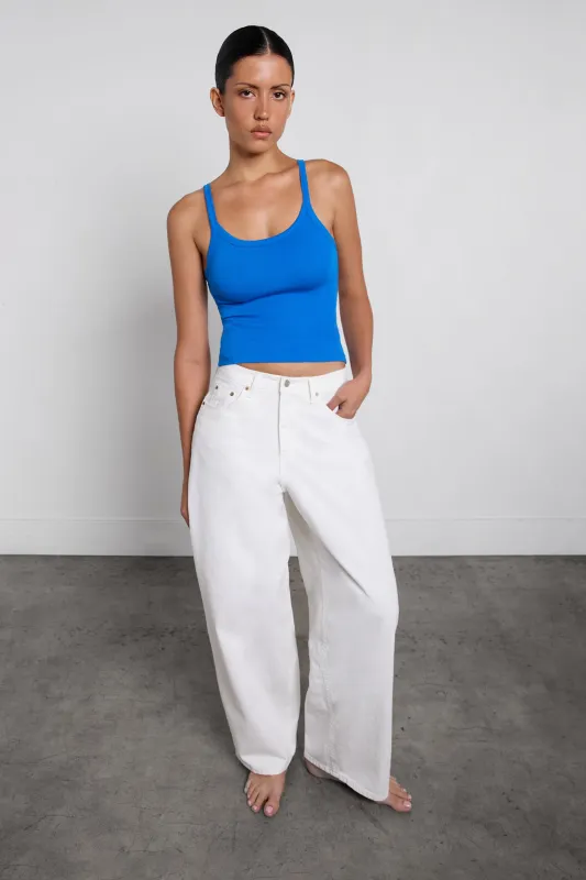 WHITE STRAIGHT LEG JEAN WITH BACK DETAIL made by OAK AND FORT