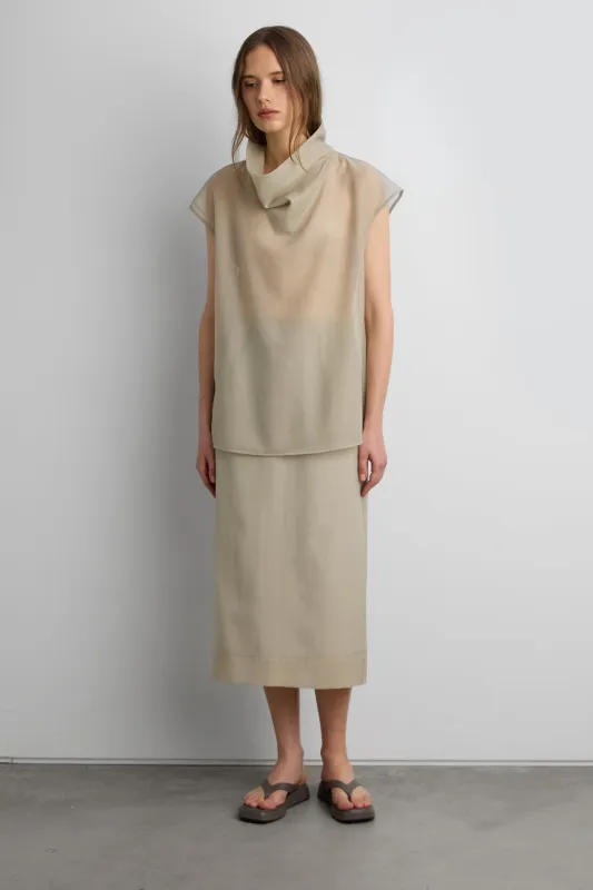 SHEER COWL NECK CAP SLEEVE BLOUSE made by OAK AND FORT