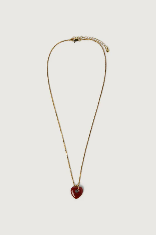 RED AGATE HEART PENDANT NECKLACE made by OAK AND FORT