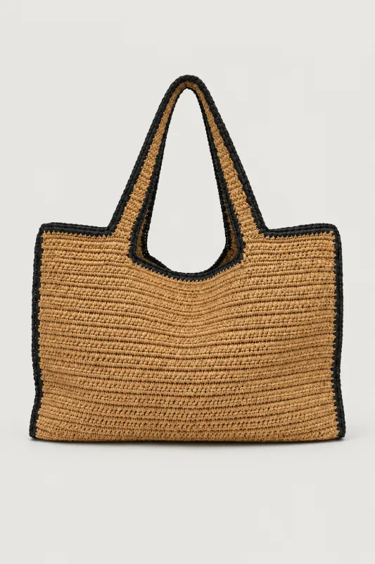 NATURAL STRAW WOVEN TOTE BAG made by OAK AND FORT