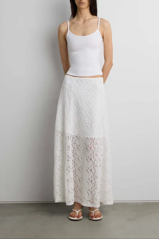 FLORAL LACE SHEER MAXI SKIRT made by OAK AND FORT