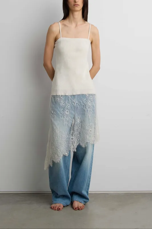LACE PANELLED ASYMMETRICAL CAMISOLE made by OAK AND FORT