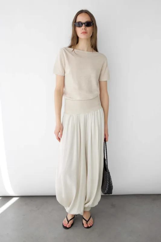 LINEN BLEND SHORT SLEEVE SWEATER made by OAK AND FORT