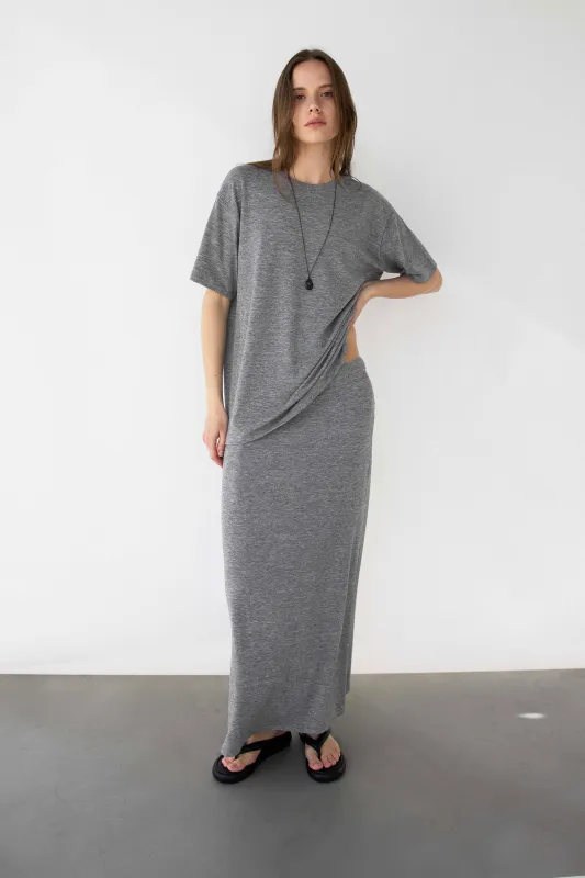 TEXTURED DRAWSTRING MAXI SKIRT made by OAK AND FORT