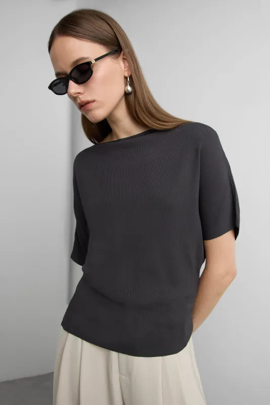 KNIT BOAT NECK SWEATER made by OAK AND FORT