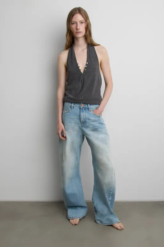 WIDE LEG JEAN WITH FRONT PANEL DETAIL made by OAK AND FORT