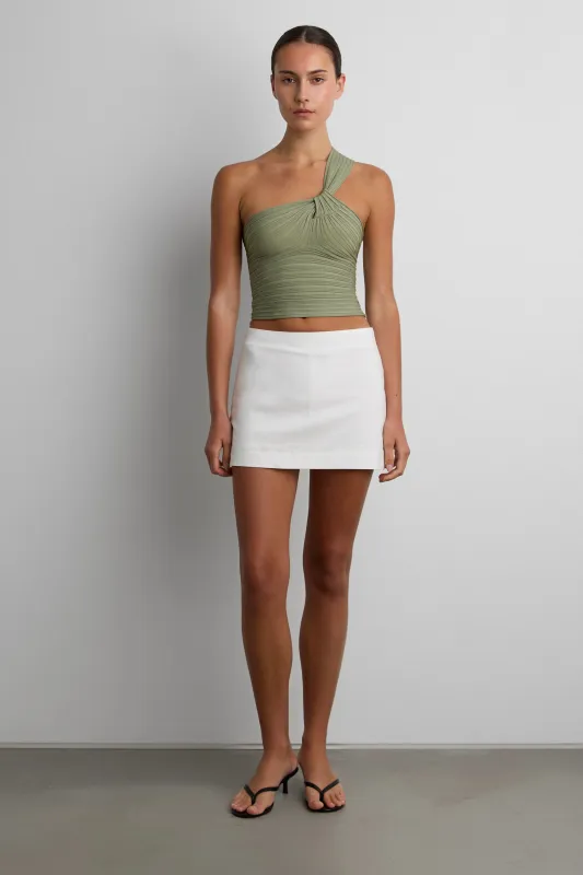 KNIT ONE SHOULDER TWIST FRONT TANK made by OAK AND FORT