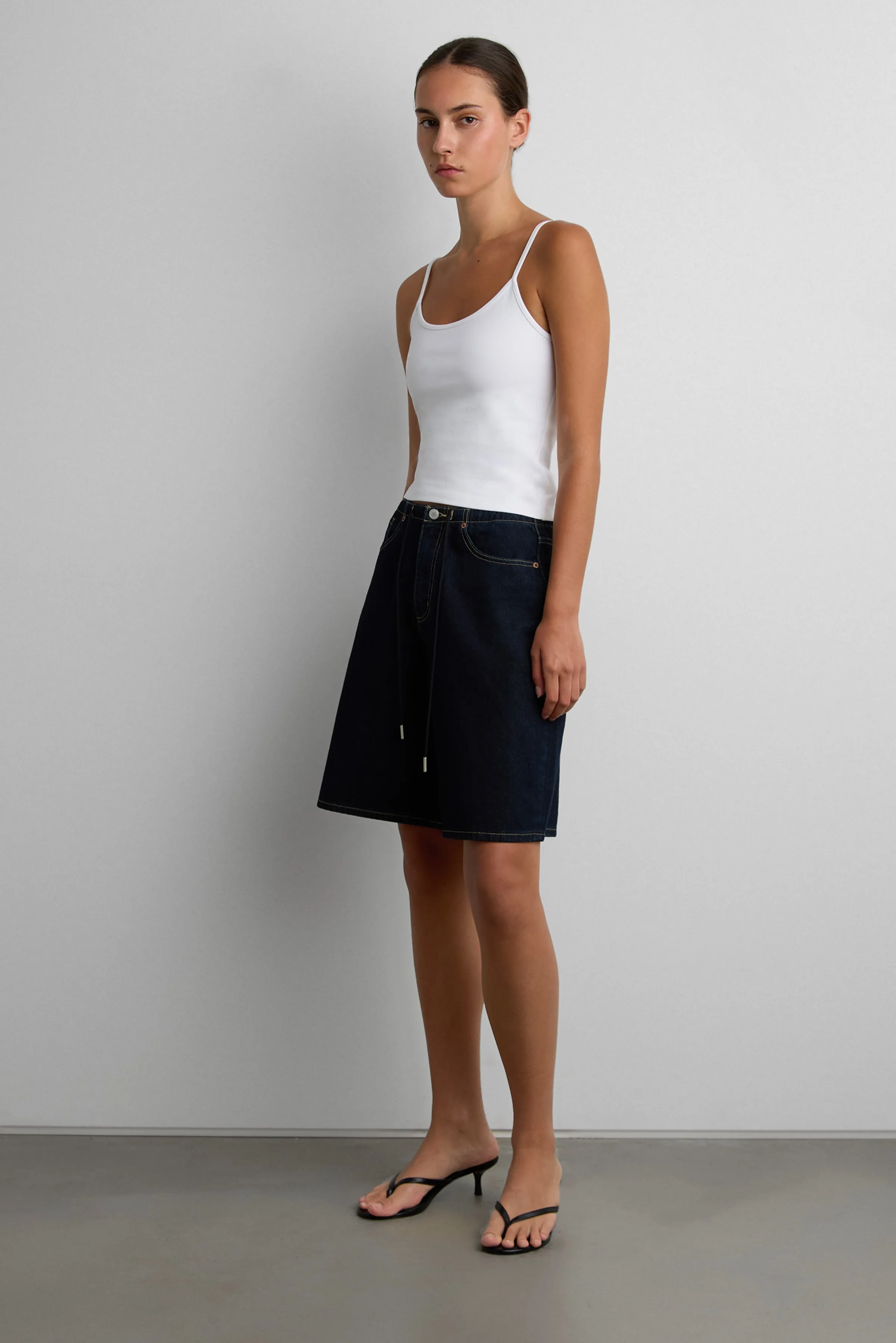 DENIM JORT WITH DRAWSTRING WAIST sold by OAK AND FORT product image thumbnail 2