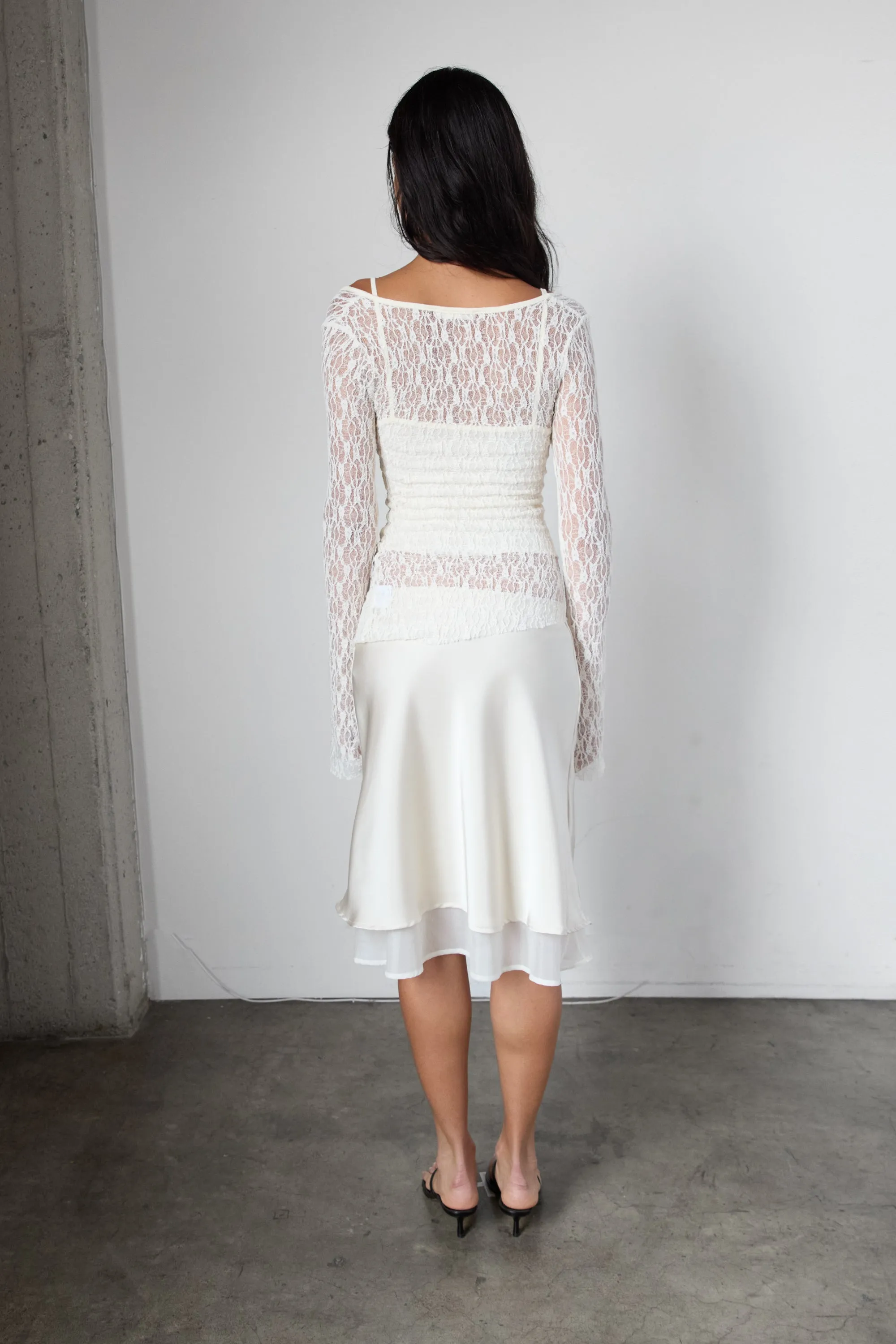 ASYMMETRICAL SHEER LACE LAYERED TOP sold by OAK AND FORT product image thumbnail 4