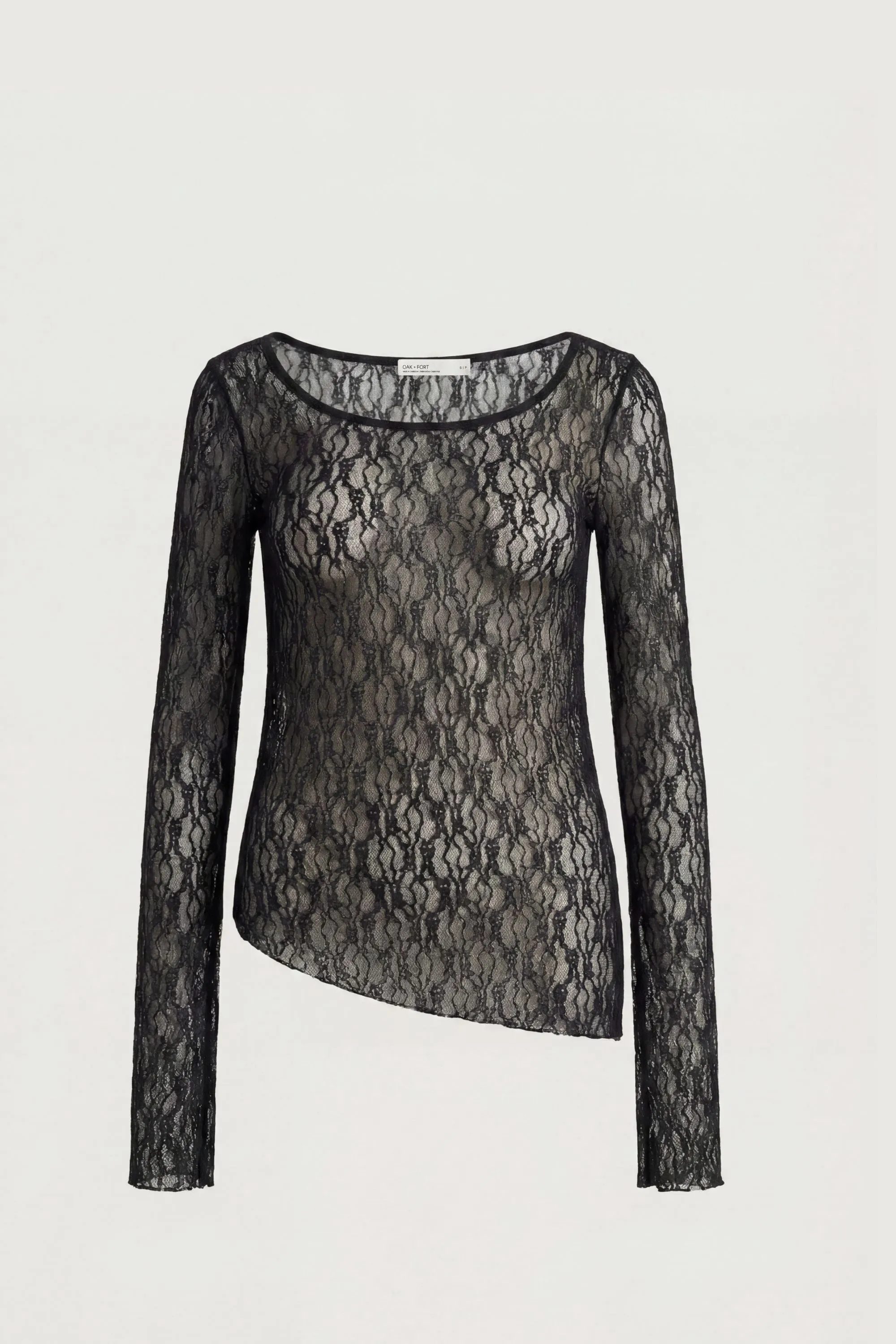 ASYMMETRICAL SHEER LACE LAYERED TOP sold by OAK AND FORT product image thumbnail 5