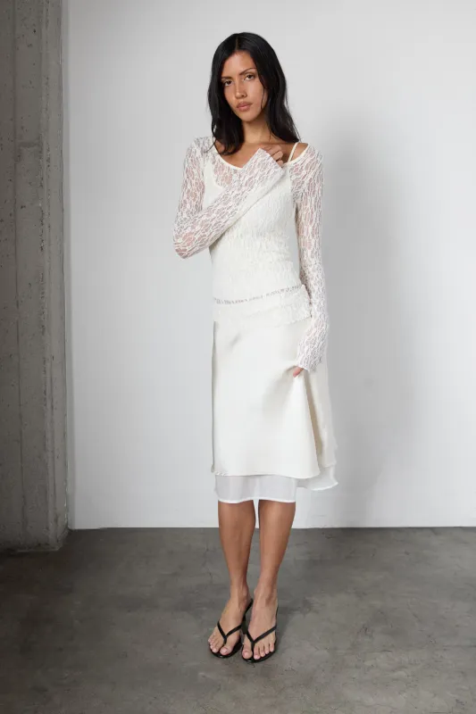ASYMMETRICAL SHEER LACE LAYERED TOP made by OAK AND FORT