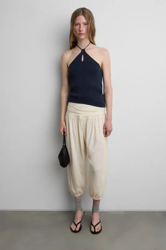 TWISTED LINEN BLEND HALTER NECK TOP made by OAK AND FORT