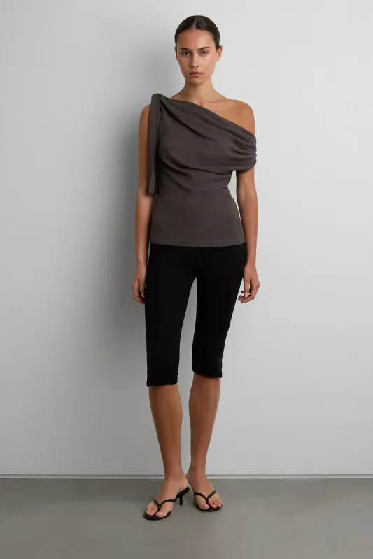 ASYMMETRICAL SHIRRED OFF-SHOULDER TOP made by OAK AND FORT