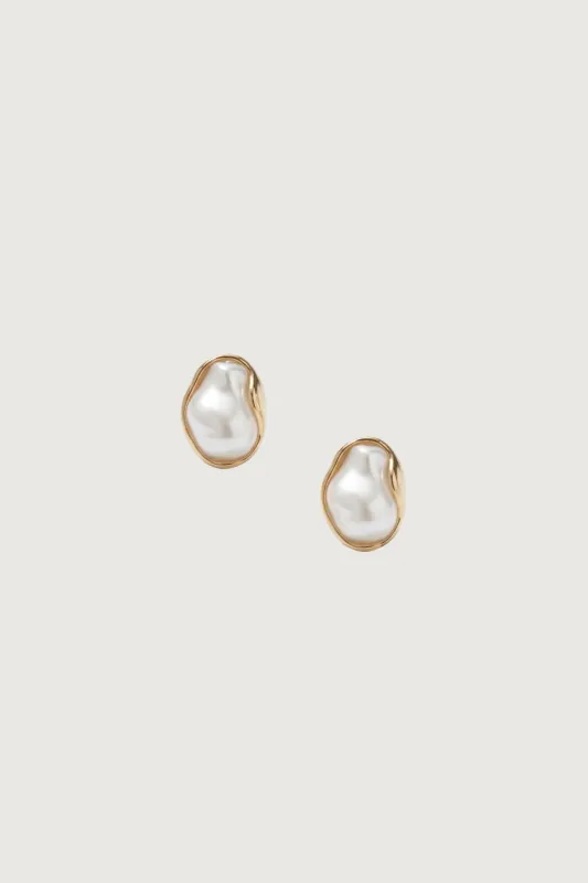 ORGANIC METALLIC PEARL EARRINGS made by OAK AND FORT