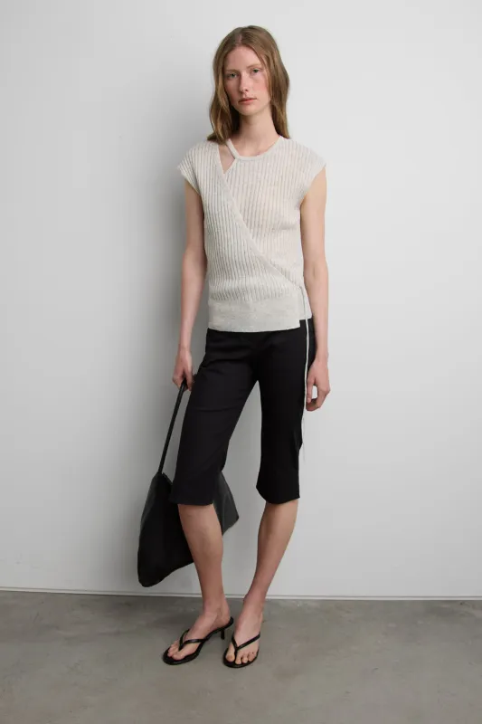 RIBBED CUT OUT TOP WITH TIE FRONT DETAIL made by OAK AND FORT