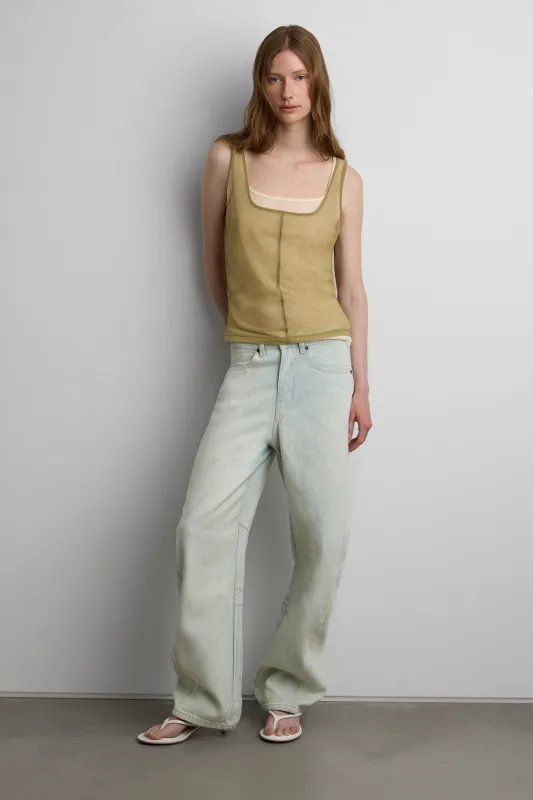 SHEER LAYERED TOP WITH PIPING DETAIL made by OAK AND FORT