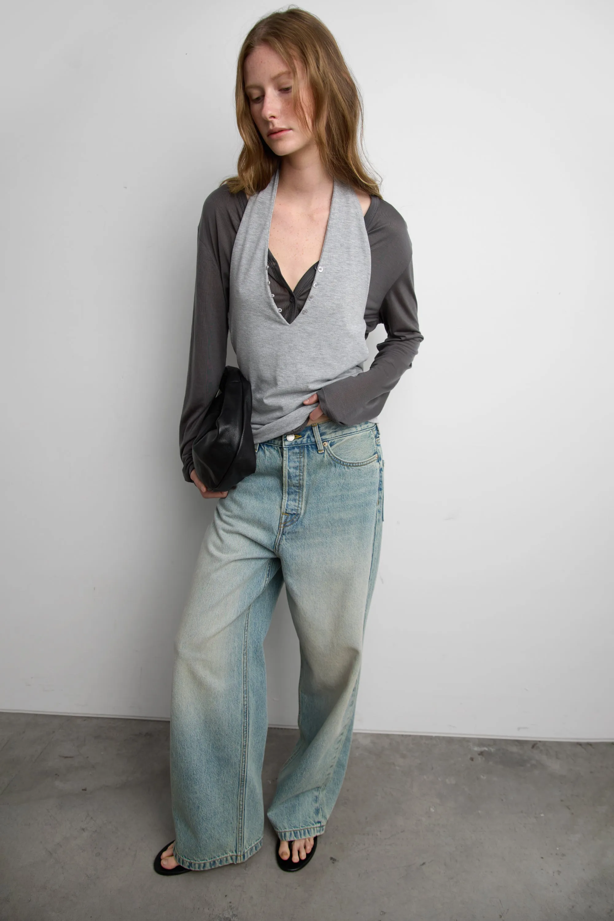 LIGHT WASH MID-RISE WIDE LEG JEAN sold by OAK AND FORT product image thumbnail 3