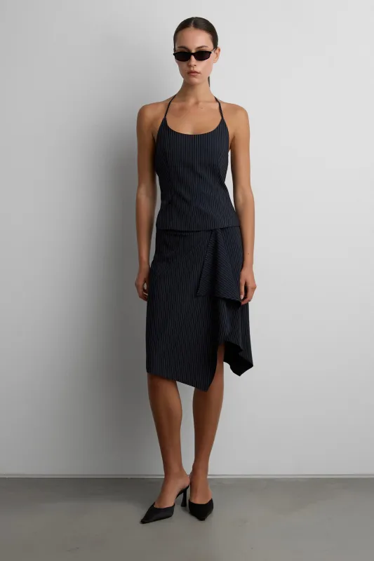 WOVEN PRINT HALTER NECK TANK WITH OPEN BACK made by OAK AND FORT