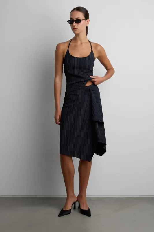 WOVEN PRINT MIDI SKIRT WITH ASYMMETRIC HEM made by OAK AND FORT