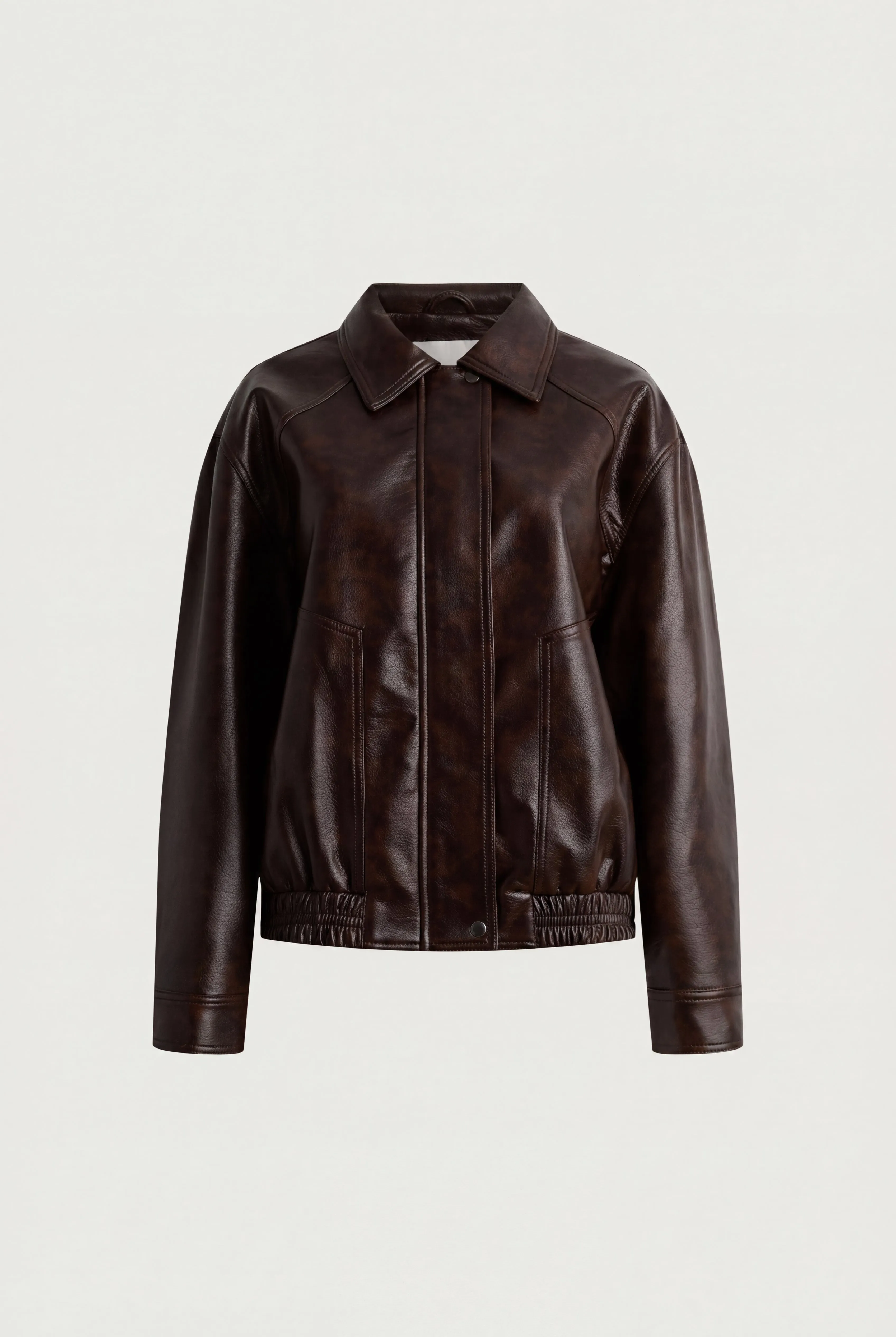 COLLARED VEGAN LEATHER BOMBER JACKET sold by OAK AND FORT product image thumbnail 3