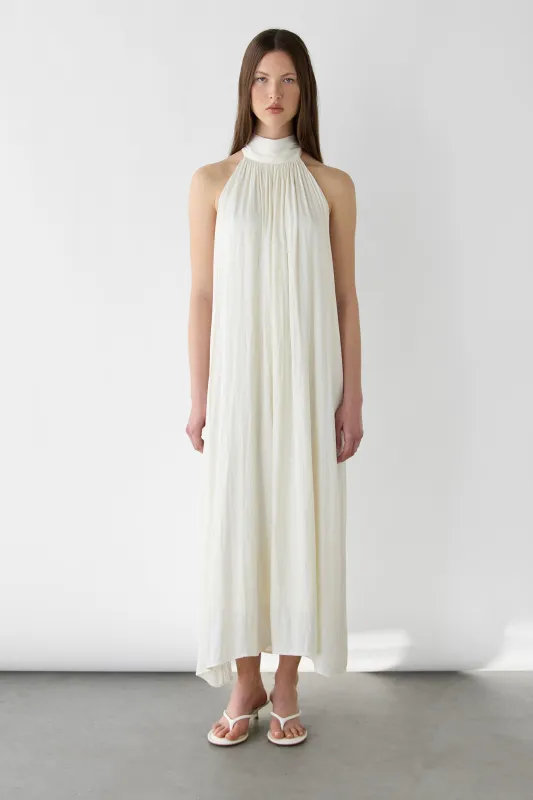 PLEATED HALTER MAXI DRESS made by OAK AND FORT