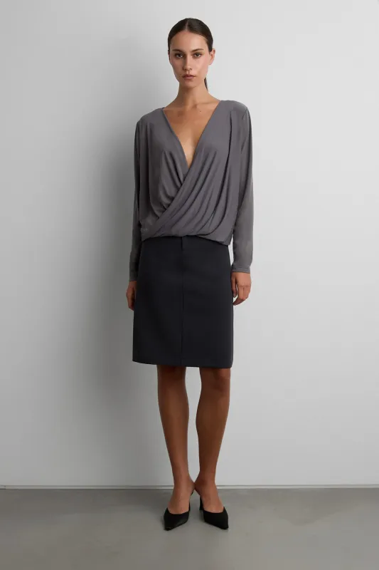 DRAPEY WRAP LONG SLEEVE TOP made by OAK AND FORT