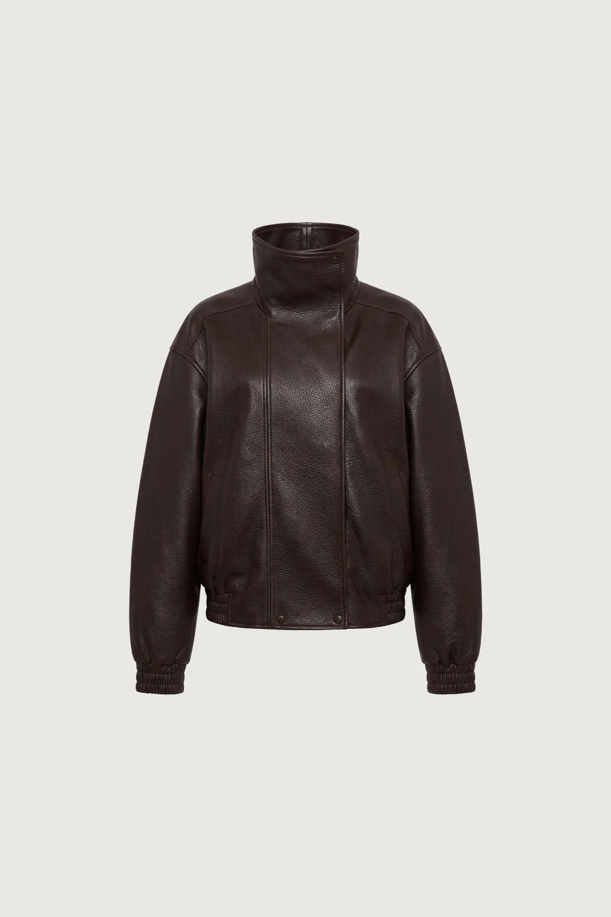 HIGH FUNNEL NECK VEGAN LEATHER JACKET sold by OAK AND FORT product image thumbnail 3