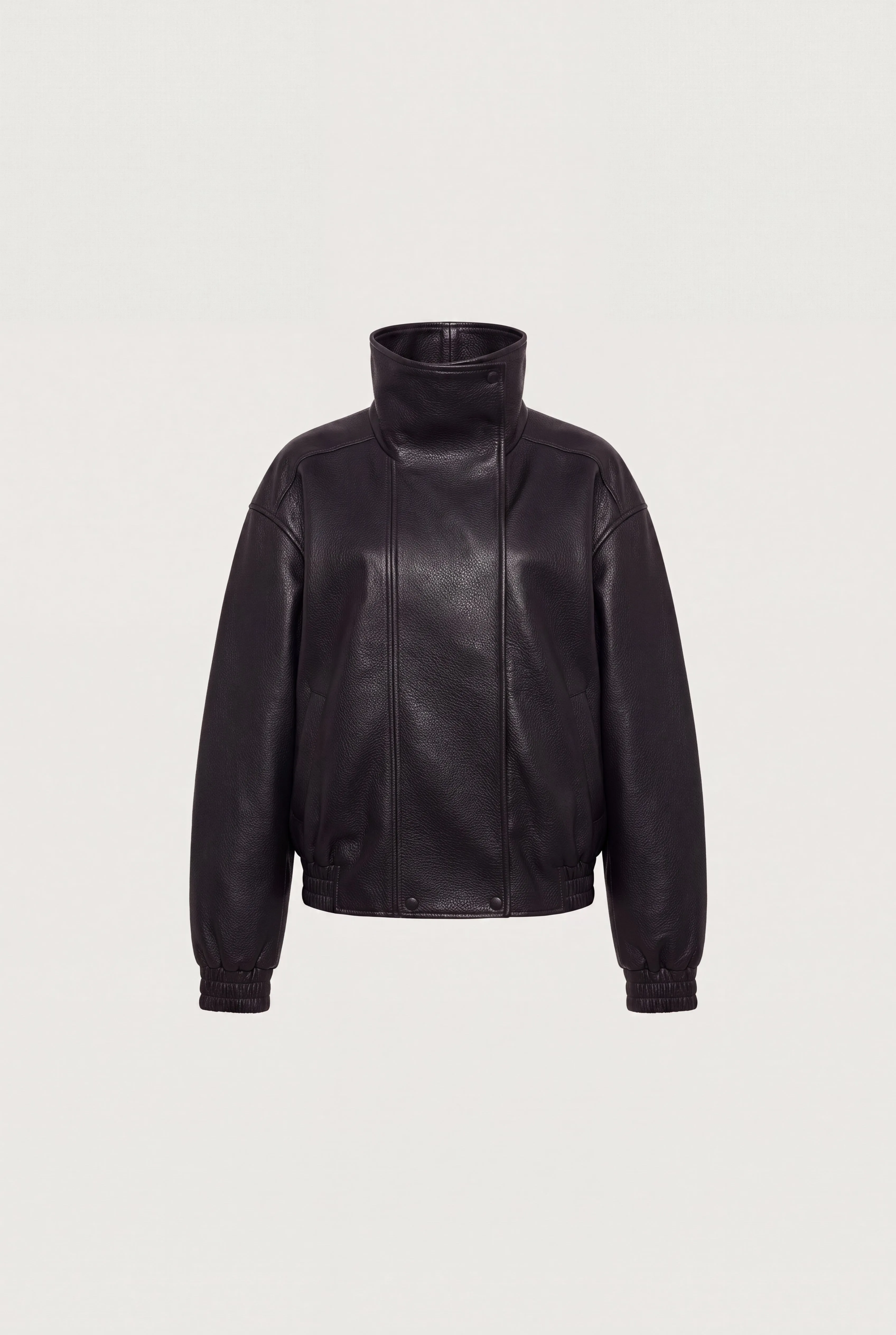 HIGH FUNNEL NECK VEGAN LEATHER JACKET sold by OAK AND FORT product image thumbnail 4