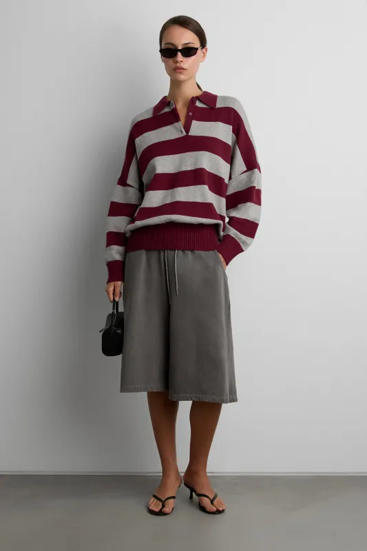 STRIPED RUGBY POLO SWEATER made by OAK AND FORT
