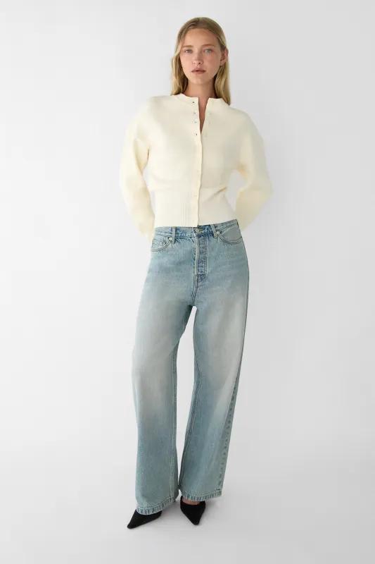 CINCHED WAIST BUTTON FRONT CARDIGAN made by OAK AND FORT