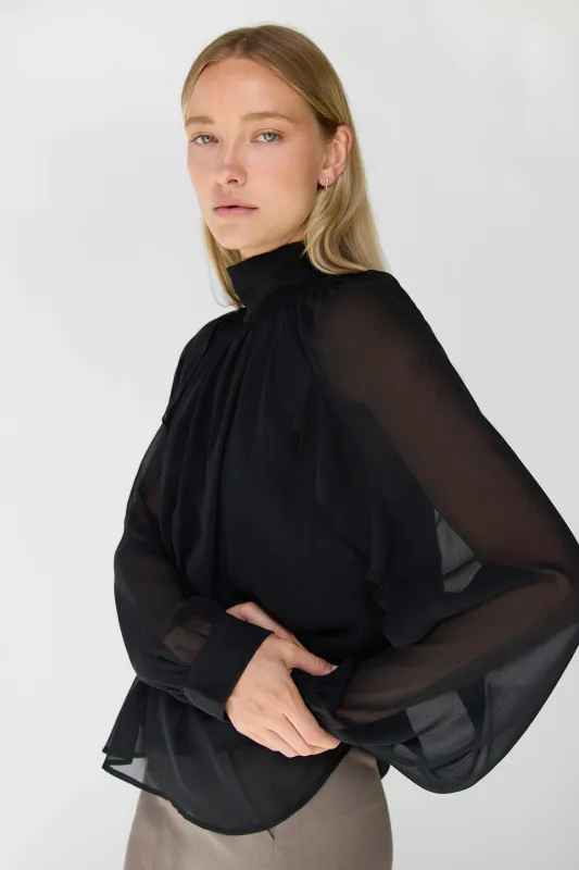 RUFFLED LONG SLEEVE BLOUSE made by OAK AND FORT