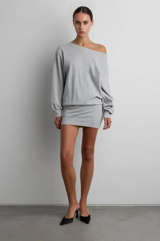 WIDE NECKLINE COTTON TERRY MINI DRESS made by OAK AND FORT