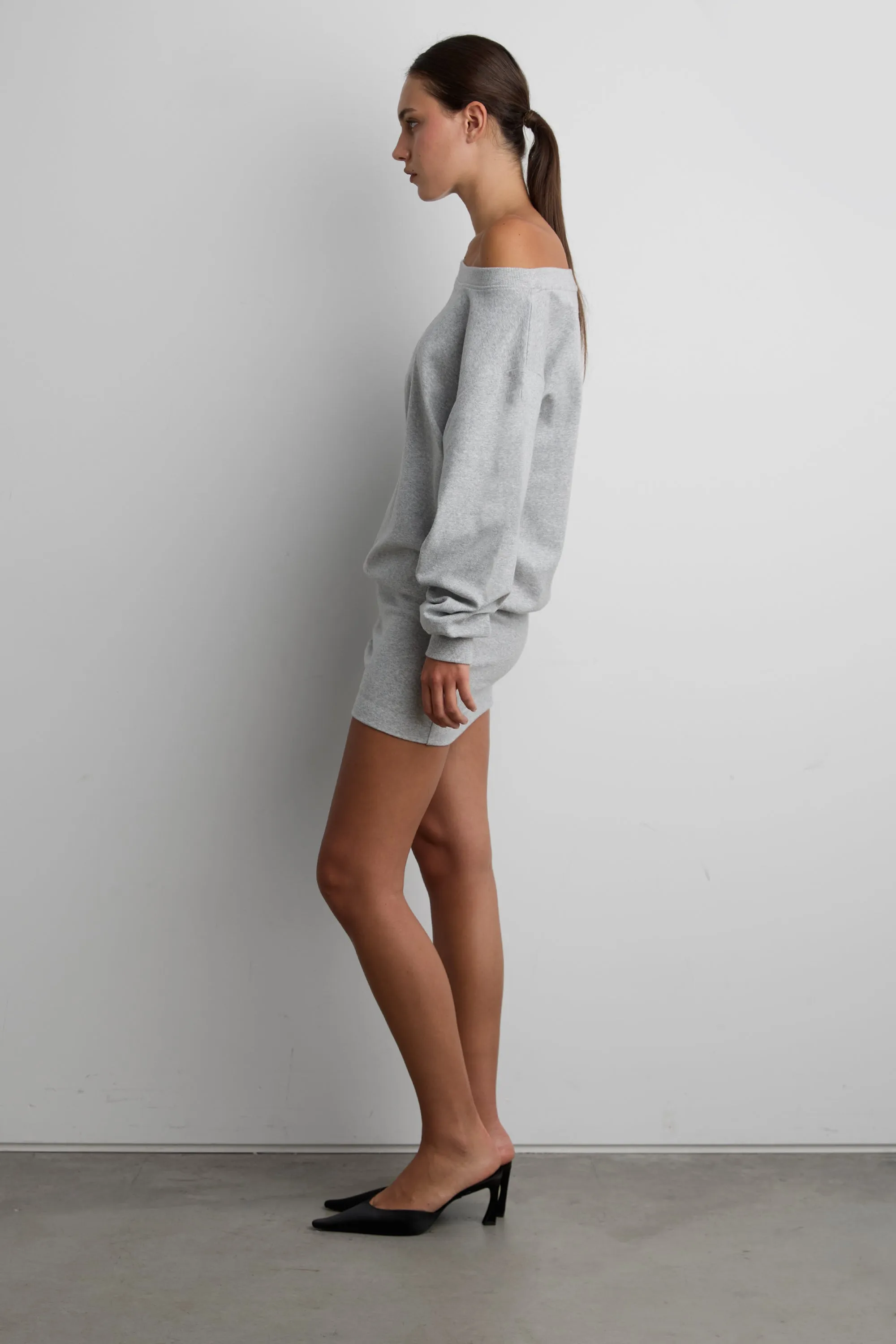WIDE NECKLINE COTTON TERRY MINI DRESS sold by OAK AND FORT product image thumbnail 3