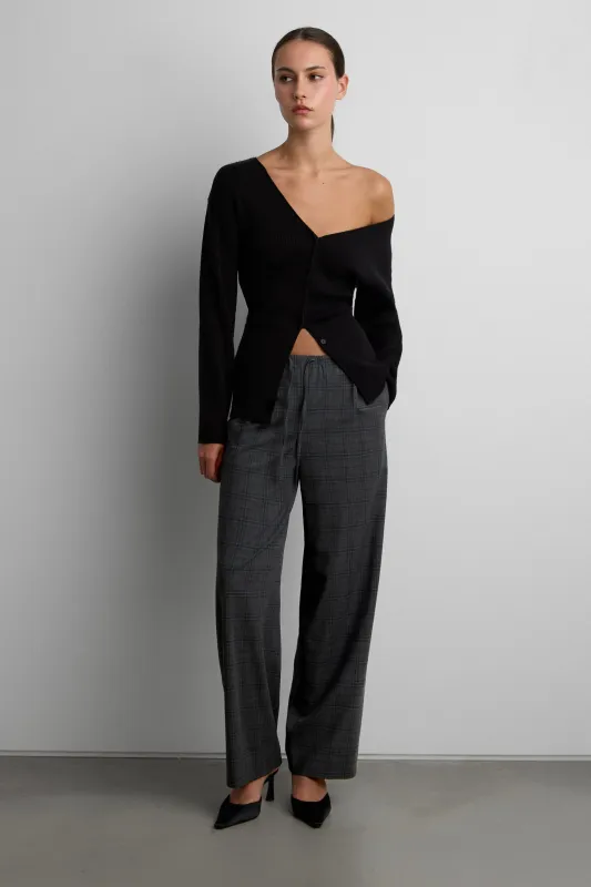 WOVEN PRINT DRAWSTRING STRAIGHT LEG PANT made by OAK AND FORT