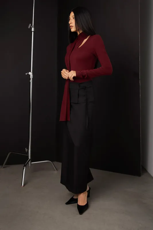 SCARF DRAPED LONG SLEEVE TOP made by OAK AND FORT