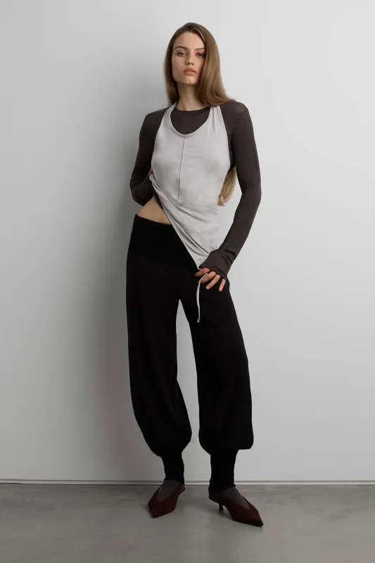RIBBED FOLDOVER PANTS WITH CUFF DETAIL made by OAK AND FORT