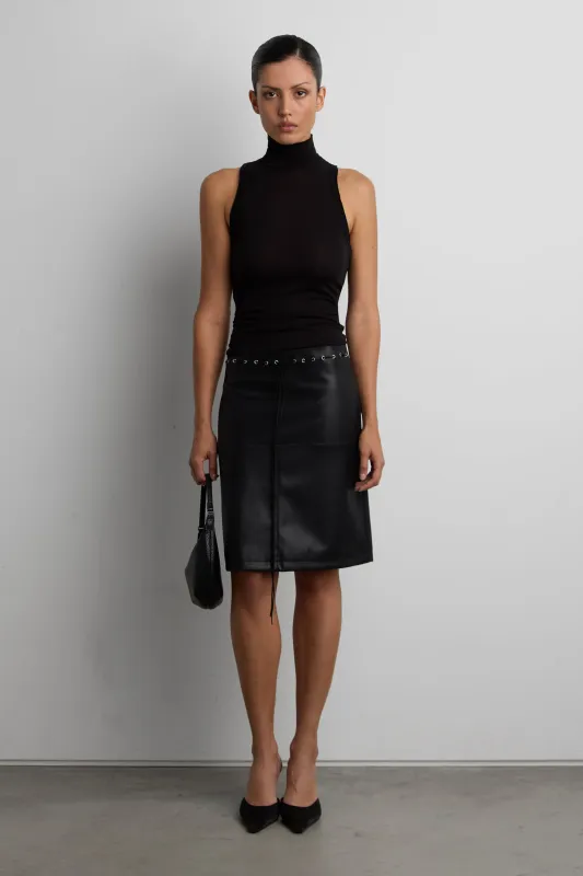 SLEEVELESS HIGH NECK KNIT TOP made by OAK AND FORT